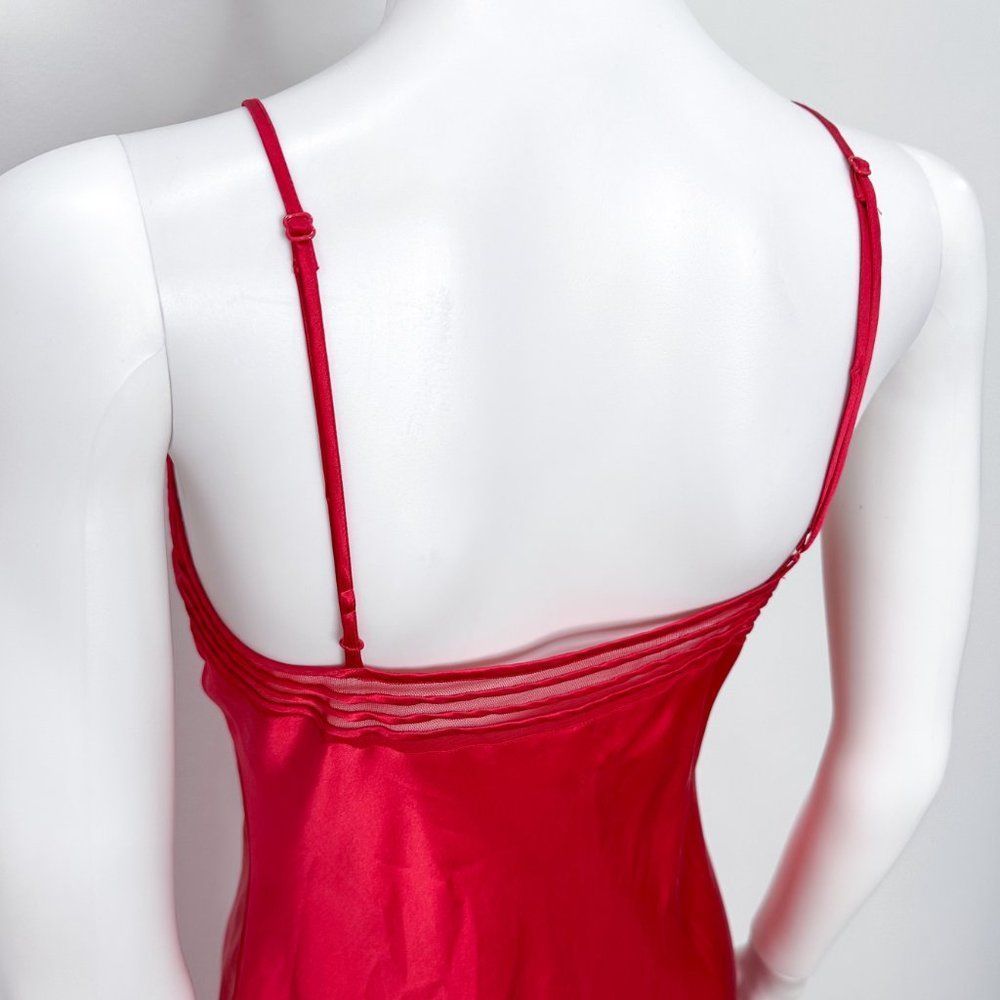 Victoria’s Secret Vintage Y2K Silk Slip Dress Maxi Mesh Detail in Red Women's - Picture 10 of 16